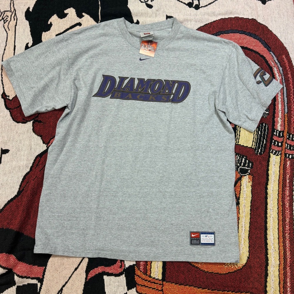 Vintage Nike Team Arizona Diamondbacks MLB T-Shirt Gray Large Purple Copper Logo